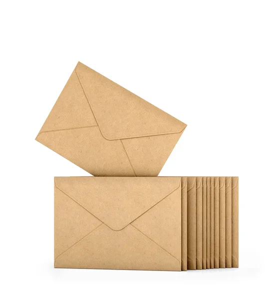 Enveloppes en papier isolées sur fond blanc. Illustration 3d — Photo