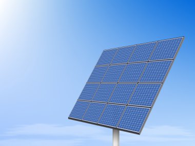 Mavi gökyüzüne karşı güneş paneli