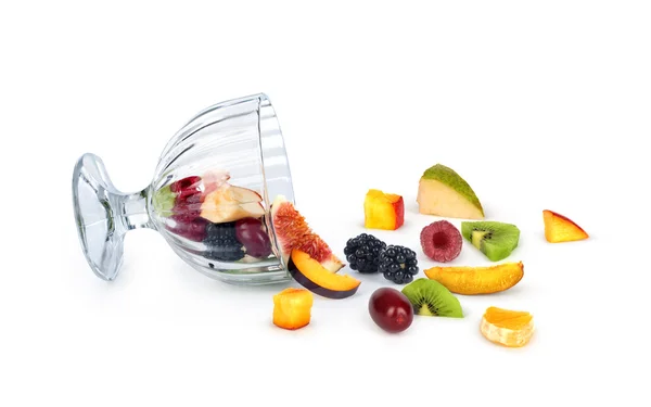 Bowl of healthy fresh fruit salad on white background — Stock Photo, Image