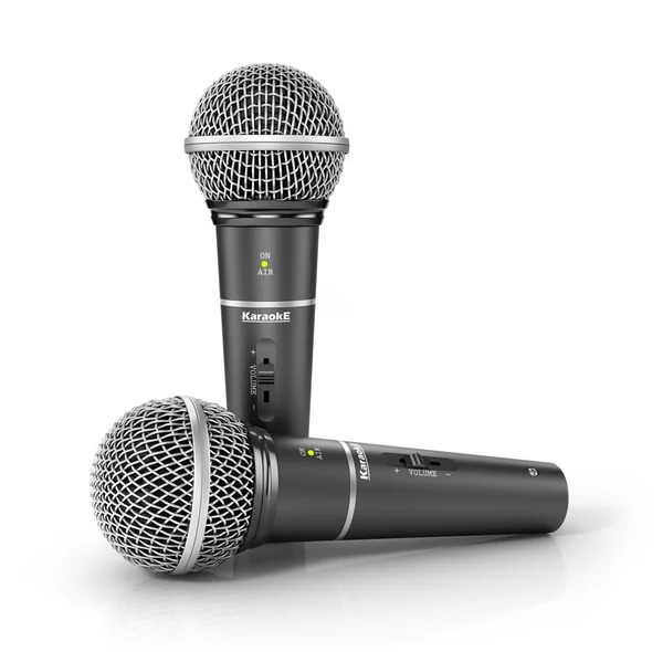 Two microphones on a white background. 3d illustration — Stock Photo, Image