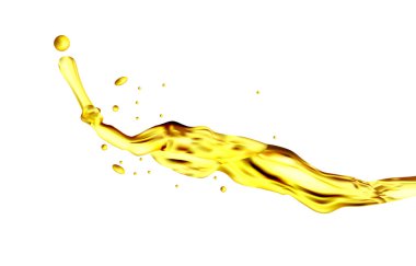 Beyaz arka planda izole edilmiş zeytinyağı sıçraması