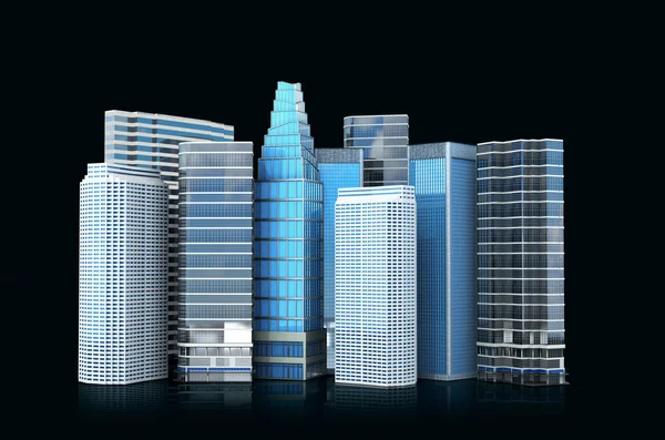 Cityscape, modern building on a white background. 3d illustratio — Stock Photo, Image