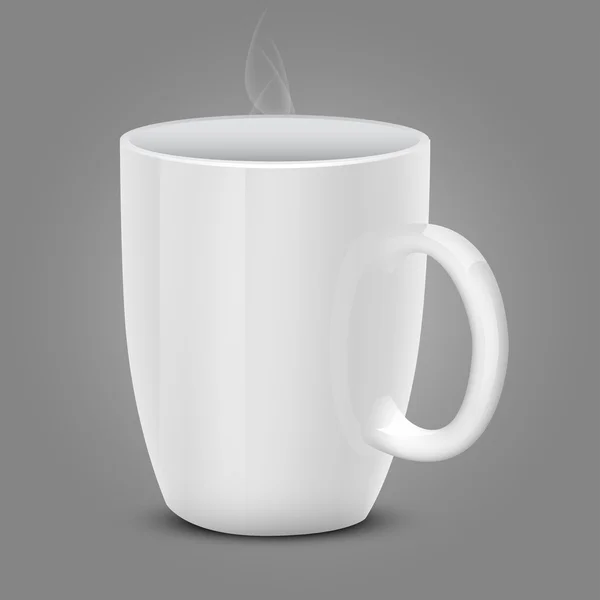 Tasse blanche isolée sur fond gris — Image vectorielle