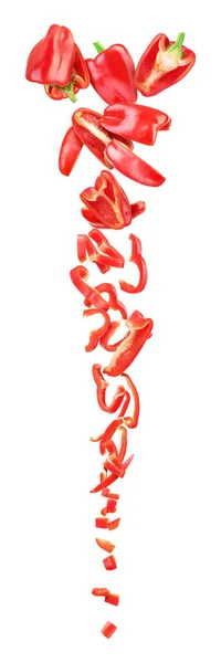 Gesneden Rode Paprika Geïsoleerd Een Witte Achtergrond — Stockfoto