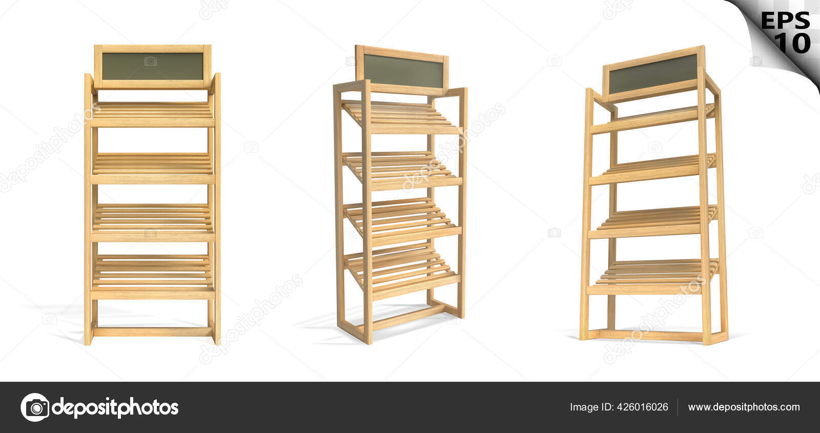 Wooden Shelves Bread Set Shelves Different Directions Vector