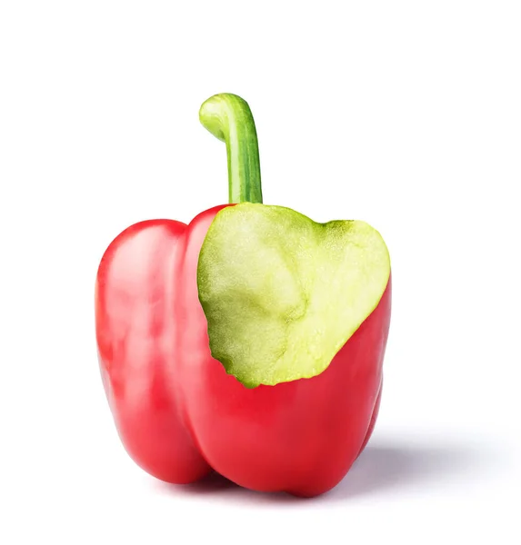 Concept False Expectations Beautiful Bitten Paprika Unripe Symbol — Stock Photo, Image