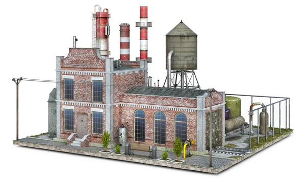 Old Factory Building Surrounding Area Piece Ground Illustration — Stock Photo, Image