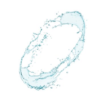 Beyaz zemin üzerinde yarım daire şeklinde bir su sıçraması