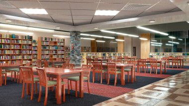 Okuma salonu. 3d illüstrasyon