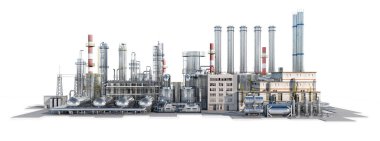 Fabrika. Beyaz arka planda izole edilmiş. 3d illüstrasyon