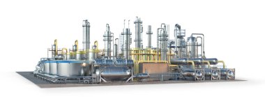 Fabrika. Beyaz arka planda izole edilmiş. 3d illüstrasyon