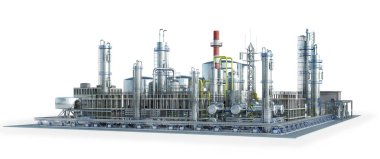 Fabrika. Beyaz arka planda izole edilmiş. 3d illüstrasyon