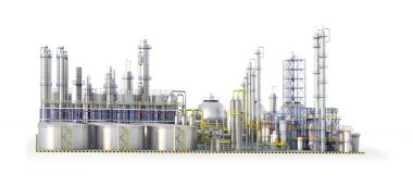 Fabrika. Beyaz arka planda izole edilmiş. 3d illüstrasyon