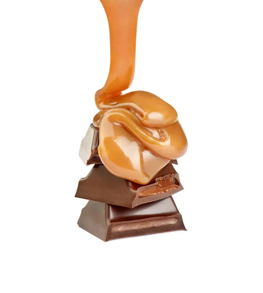 Шоколад Карамелью Белом Фоне — стоковое фото