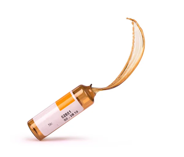 Médicament Liquide Dégoulinant Une Ampoule Cassée Isolé — Photo