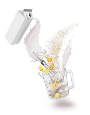 Beyaz arkaplandaki hamurun içeriği