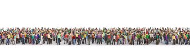 Crowd of people in the queue on a white background. 3d illustration clipart