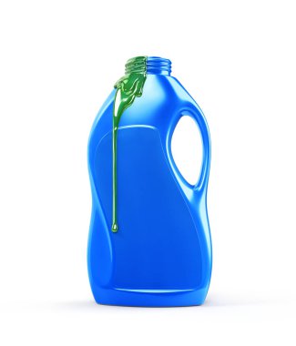 Detergent is pouring from bottle. 3d illustration