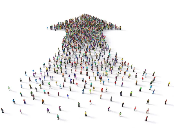 People Crowd Form Arrow White Background Illustration — 图库照片