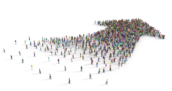 People Crowd Form Arrow White Background Illustration — 图库照片