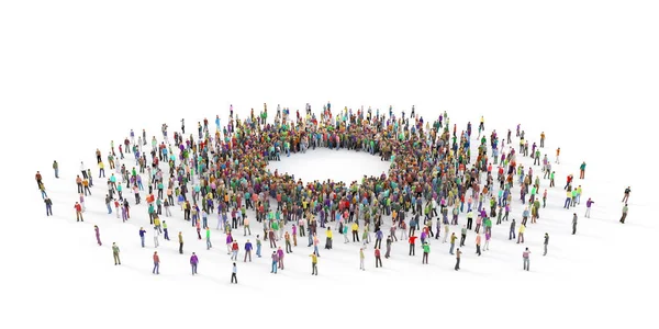 Crowd People Empty Circle White Background Illustration — Stock Photo, Image