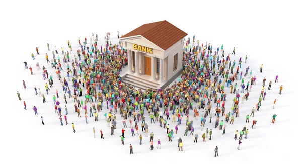 Crowd People Bank White Background Illustration — 图库照片