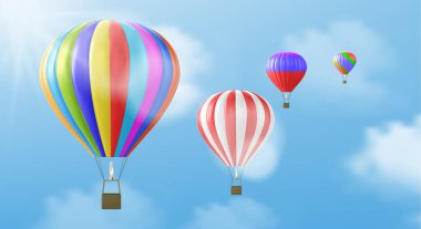 Realistic hot-air balloon mockup.Vector illustration