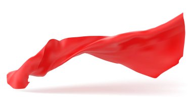 Beautiful flowing fabric flying in the wind. Red wavy silk or satin. 