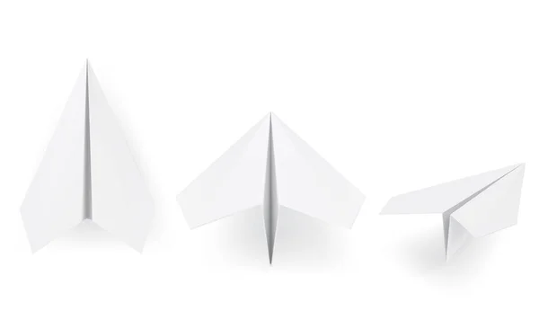 Ensemble Papier Pliant Avion Inculde Côté Vue Face Illustration Vectorielle — Image vectorielle