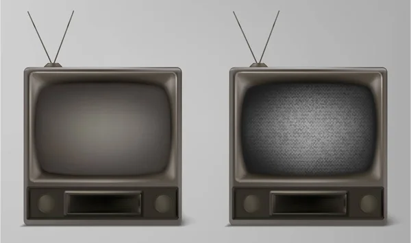 Vintage Φορητό Ασπρόμαυρο Δέκτη Τηλεόρασης Έννοια Της Τεχνολογίας Ρετρό — Διανυσματικό Αρχείο