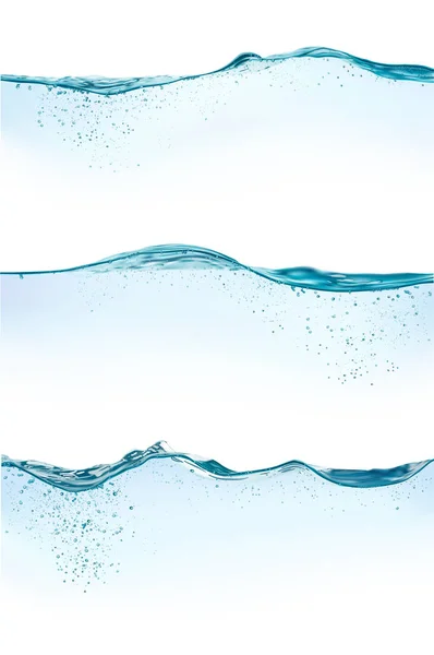 Conjunto Olas Agua Con Burbujas Profundidad Ilustración Vectorial — Vector de stock