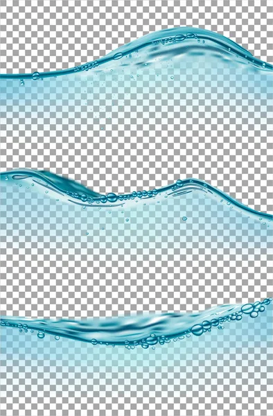 Набор Небольших Волн Воды Прозрачном Фоне Векторная Иллюстрация — стоковый вектор