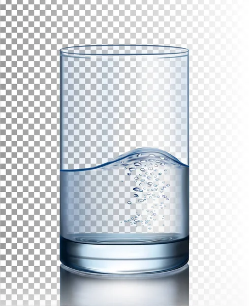 Verre Avec Eau Sur Fond Transparent Illustration Vectorielle — Image vectorielle