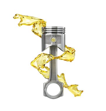 Motor oil splash around engine piston. 3d illustration