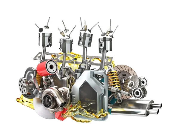 Auto Parts Form Car Engine Illustration — 图库照片