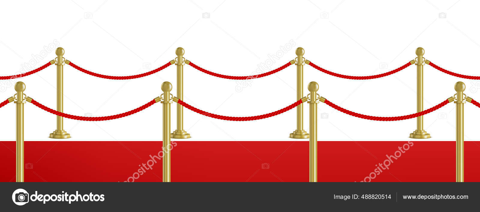 Realistic Vector Golden Rope Barriers Vip Event Luxury Celebration