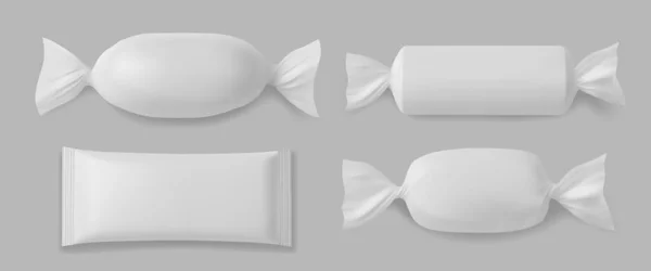 Paquet Polyéthylène Blanc Pour Bonbons Isolé Sur Fond Gris — Image vectorielle