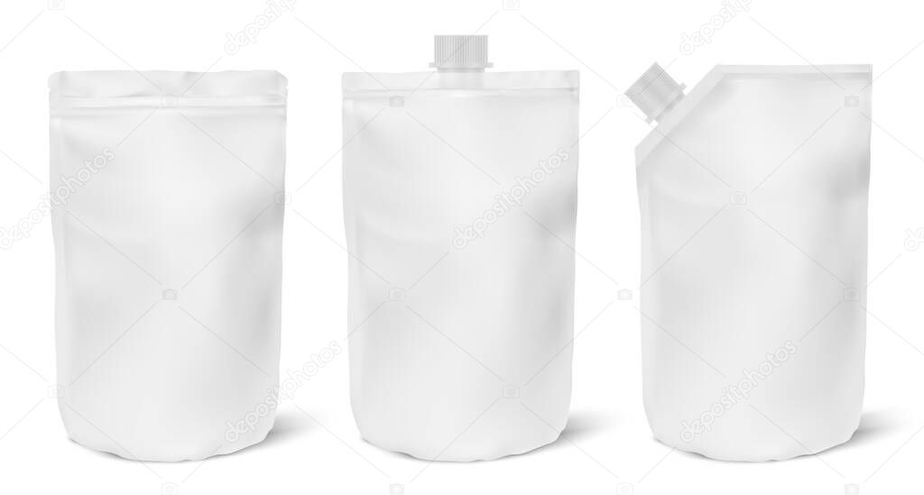 Collection simple plastic paper doypack mockup packaging vector illustration.