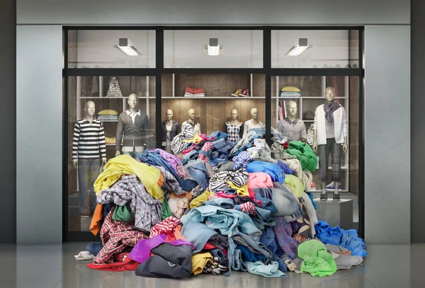 Una Pila Ropa Sale Una Tienda Ropa Abierta Ilustración —  Fotos de Stock