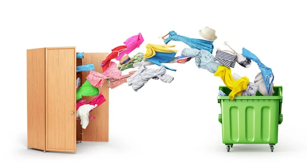 Roupas Voam Armário Para Caixote Lixo Ilustração — Fotografia de Stock