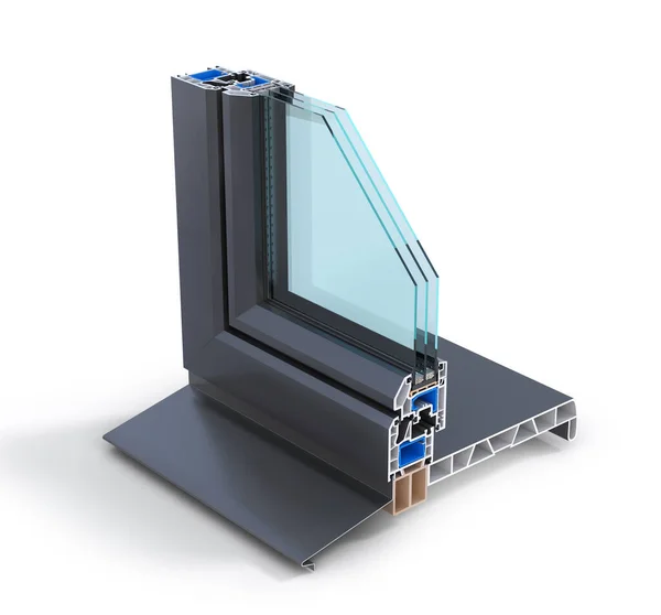 Slice Energy Efficient Window See Structure Cutaway Illustration — Stock Photo, Image