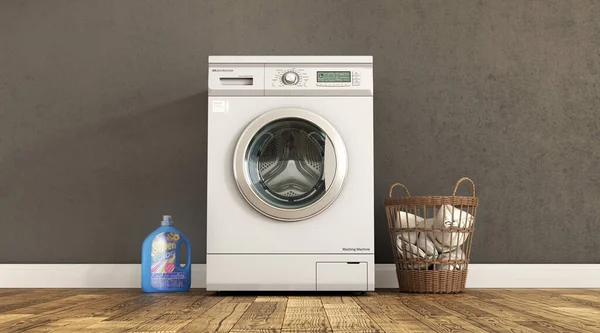 Laundry Room Grey Wall Background Detergent Basket Illustration — Stock Photo, Image