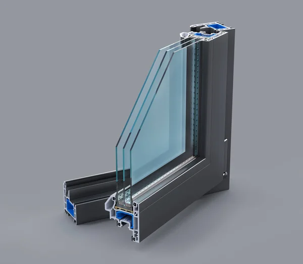 Slice Energy Efficient Window See Structure Cutaway Illustration — Stock Photo, Image