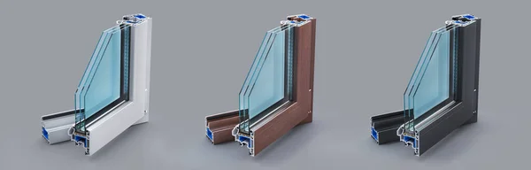 Slice Energy Efficient Window See Structure Cutaway Illustration — Stock Photo, Image