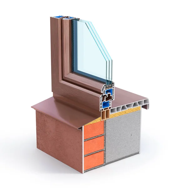 Slice Window Wall See Structure Layers Illustration — 图库照片