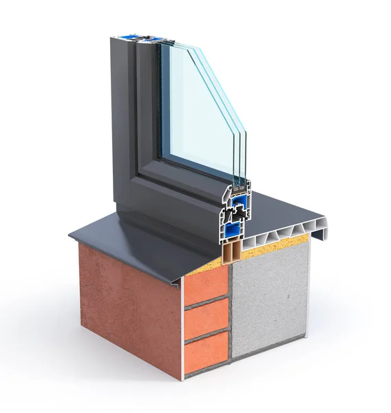 Slice Window Wall See Structure Layers Illustration — 图库照片