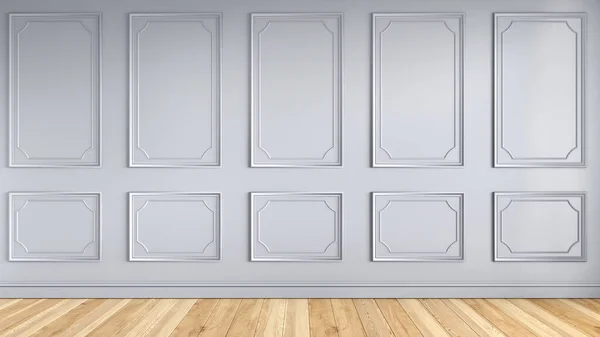 Візуалізація Класичної Внутрішньої Стіни Прикрашеної Сірим Кольором Паркетом Ілюстрація — стокове фото