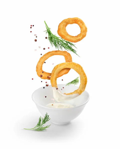 Onion Rings Batter Sour Cream Dill — 스톡 사진