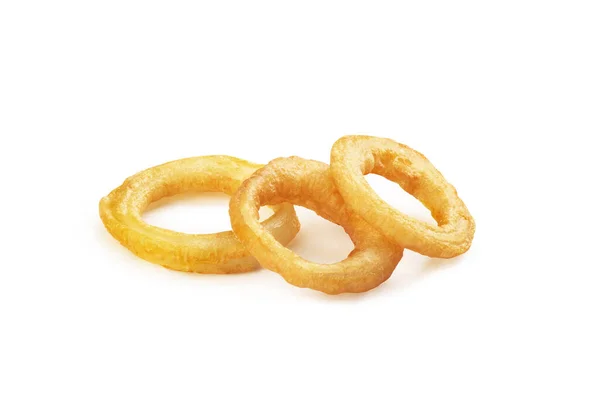 Onion Rings Batter White Background — Stok fotoğraf