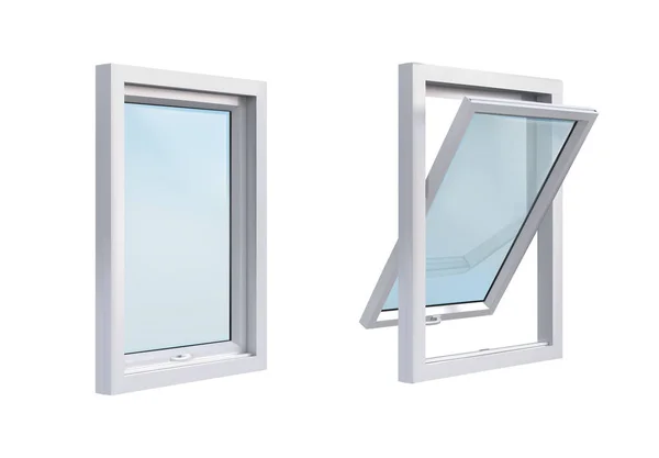 Fenêtres Blanches Vue Latérale Sur Fond Blanc Illustration Vectorielle — Image vectorielle